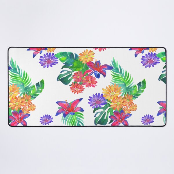 Item preview, A vibrant watercolor pattern of bright tropical flowers like daisies, lilies and jungle foliage designed and sold by Hillary Holt.