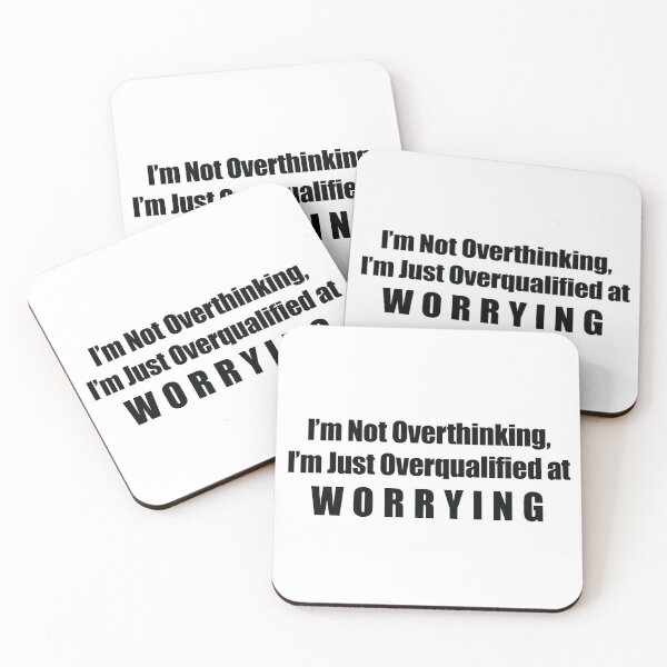 Item preview, I’m Not Overthinking, I’m Just Overqualified at Worrying sticker in bold font designed and sold by deynaaz.