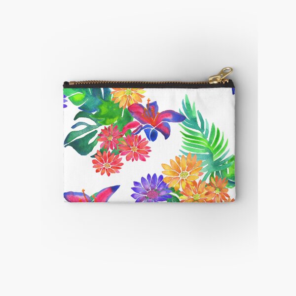Item preview, A vibrant watercolor pattern of bright tropical flowers like daisies, lilies and jungle foliage designed and sold by Hillary Holt.