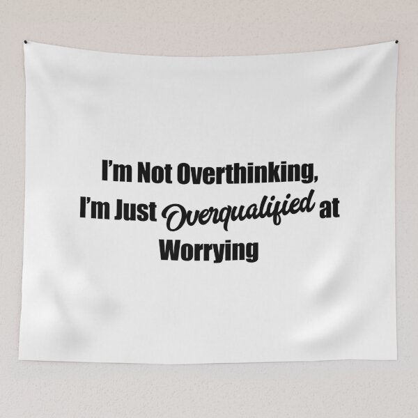 Item preview, Not Overthinking, Just Overqualified sticker in bold font designed and sold by deynaaz.