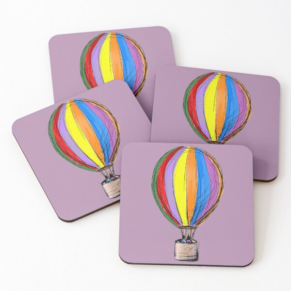 Item preview, Hot Air Balloon hand drawingon a purple background, Fan art spring collection designed and sold by artoriginal.