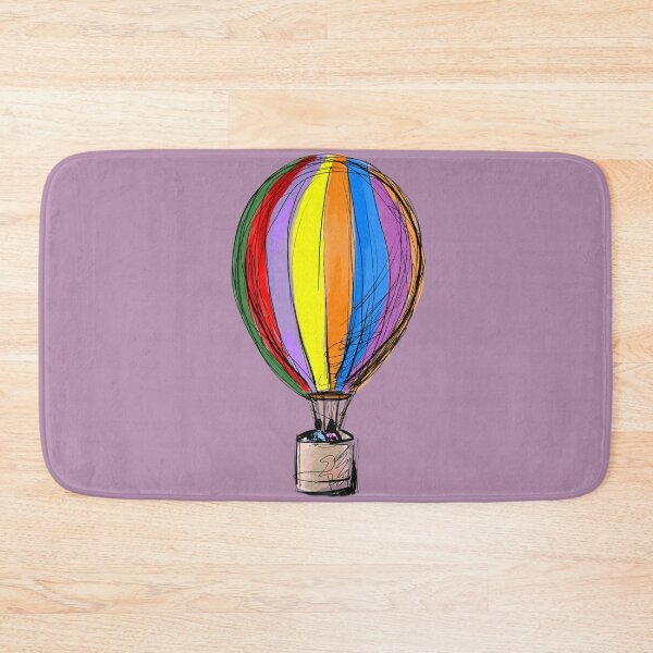 Item preview, Hot Air Balloon hand drawingon a purple background, Fan art spring collection designed and sold by artoriginal.