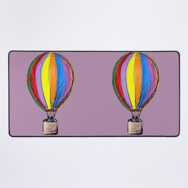 Item preview, Hot Air Balloon hand drawingon a purple background, Fan art spring collection designed and sold by artoriginal.