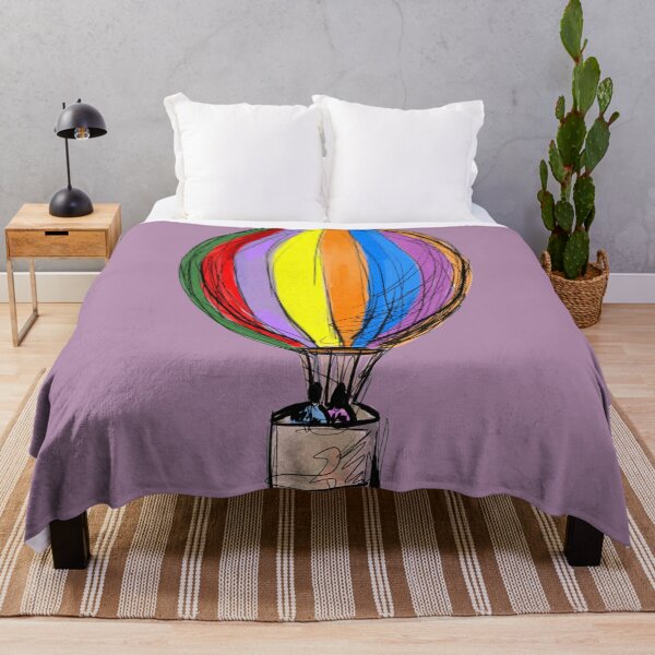 Item preview, Hot Air Balloon hand drawingon a purple background, Fan art spring collection designed and sold by artoriginal.