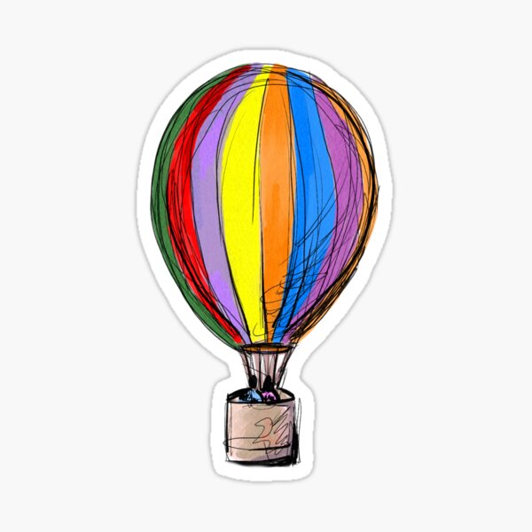 Item preview, Hot Air Balloon hand drawingon a purple background, Fan art spring collection designed and sold by artoriginal.