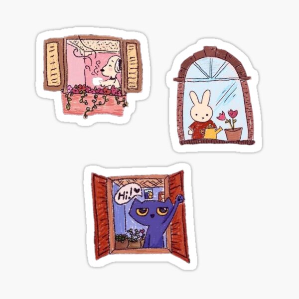 Vista previa del artículo con la obra «Lindo paquete de pegatinas de personajes :)», diseñado y vendido por emmev.