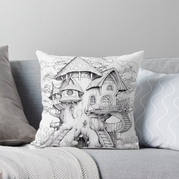 Item preview, TreeHouse #4 Coloring Page Pattern  designed and sold by DavidColoring.