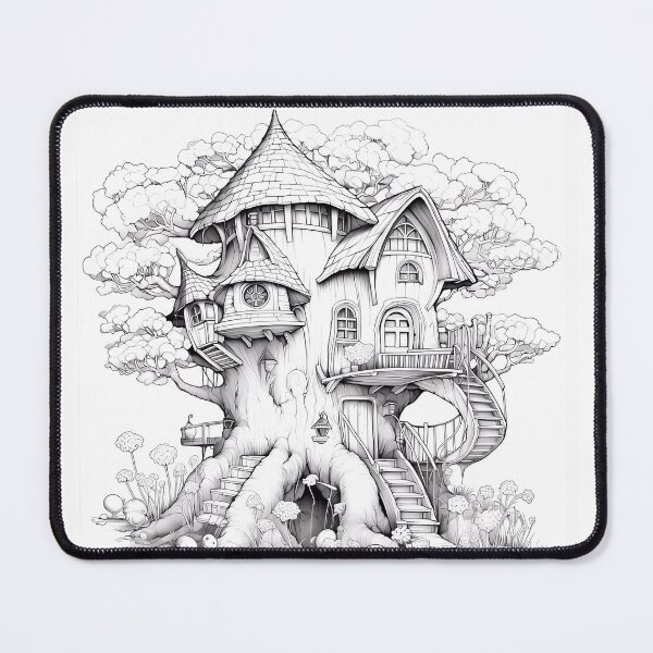 Item preview, TreeHouse #4 Coloring Page Pattern  designed and sold by DavidColoring.