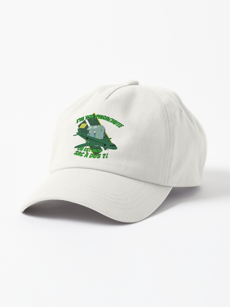 Aperçu 1 sur 7. Casquette avec l'œuvre J'ai ton parachute. créée et vendue par Vinidal.