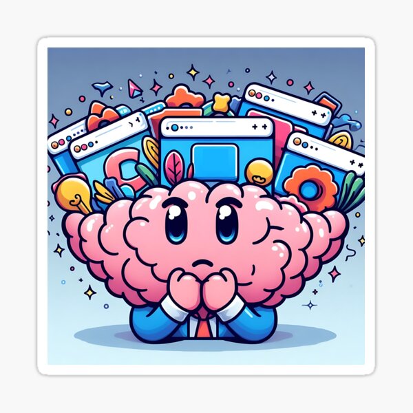 Item preview, Overloaded Brain | Too Many Tabs Open Sticker designed and sold by HappyMindCo.