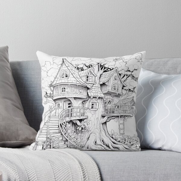 Item preview, TreeHouse #6 Coloring Page Pattern  designed and sold by DavidColoring.