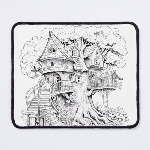 Item preview, TreeHouse #6 Coloring Page Pattern  designed and sold by DavidColoring.