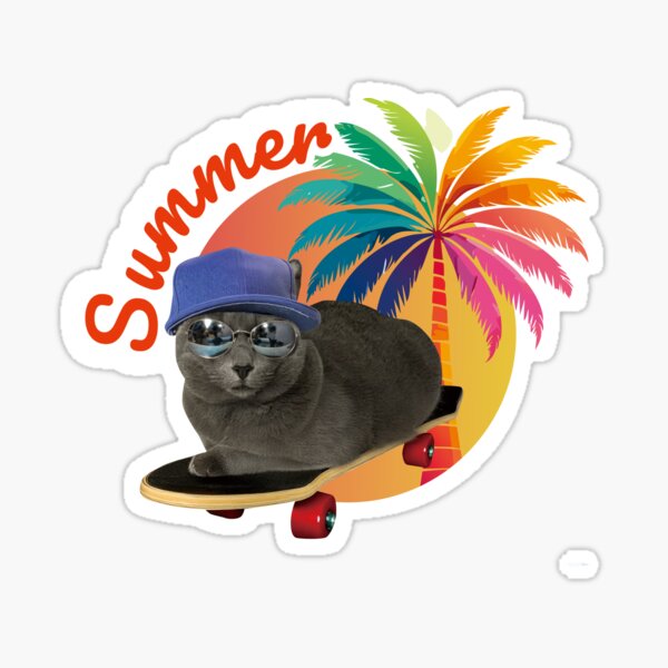 Item preview, Summer Skateboard Cat designed and sold by myDino-myLove.