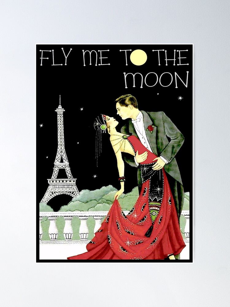 Thumbnail 1 of 3, Poster, FLY ME TO THE MOON; Vintage Dance Print designed and sold by posterbobs.