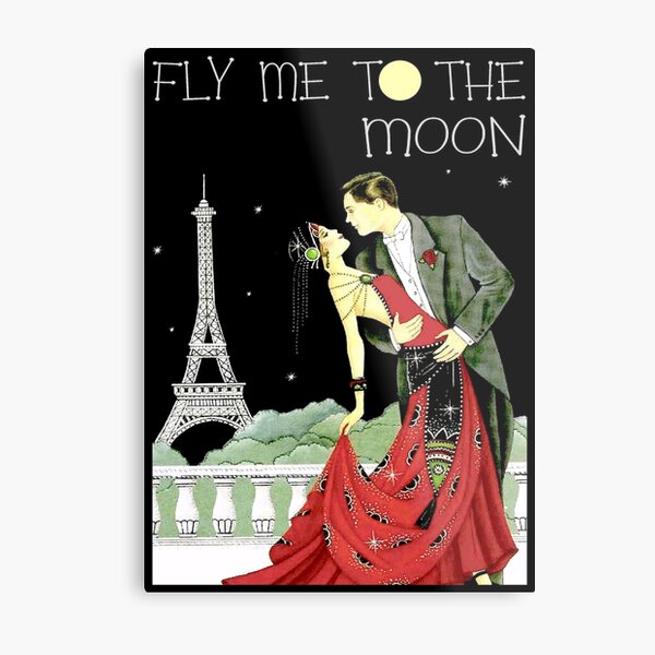 FLY ME TO THE MOON; Vintage Dance Print Metal Print