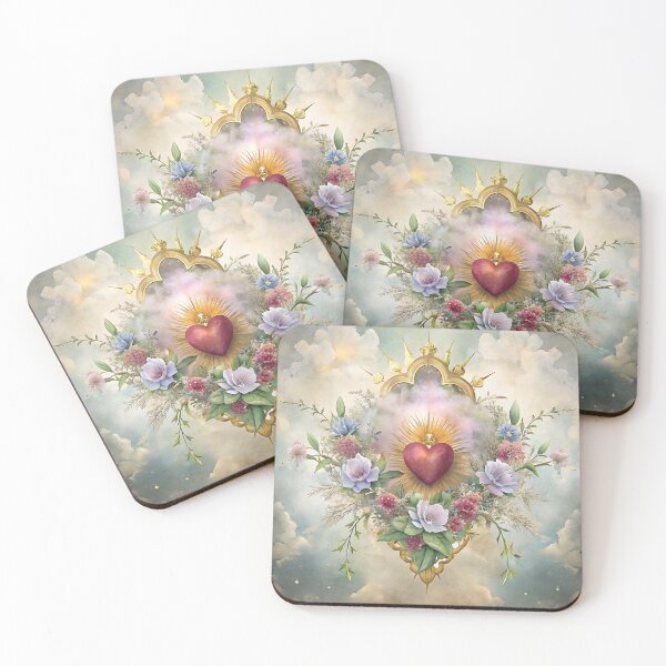 Item preview, Sacred heart surrounded by ethereal Mexican wildflowers designed and sold by dulceguavashop.