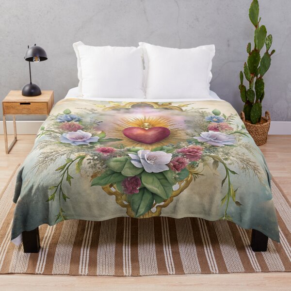 Item preview, Sacred heart surrounded by ethereal Mexican wildflowers designed and sold by dulceguavashop.