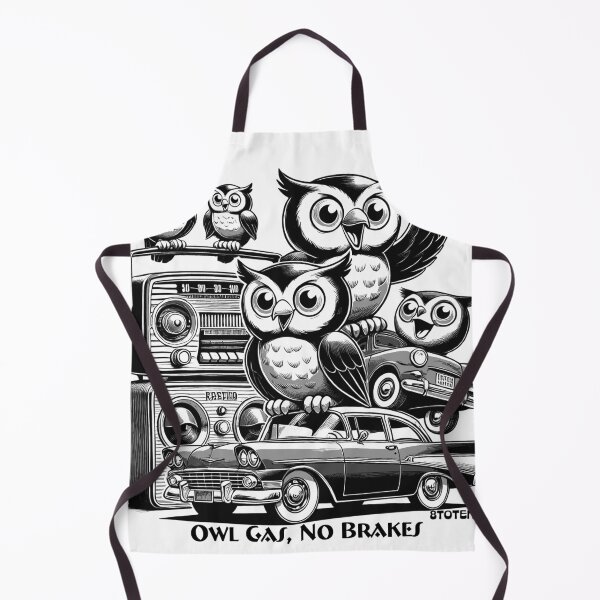 Item preview, retro illustration with owls, vintage cars and radios 50's style designed and sold by 8Totem.