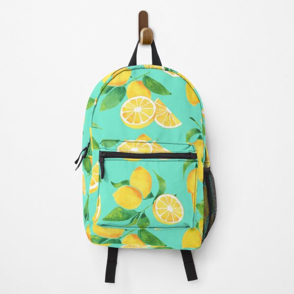 Item preview, A watercolor pattern of lemons and leaves on teal designed and sold by Hillary Holt.