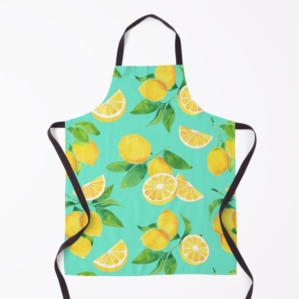 Item preview, A watercolor pattern of lemons and leaves on teal designed and sold by Hillary Holt.