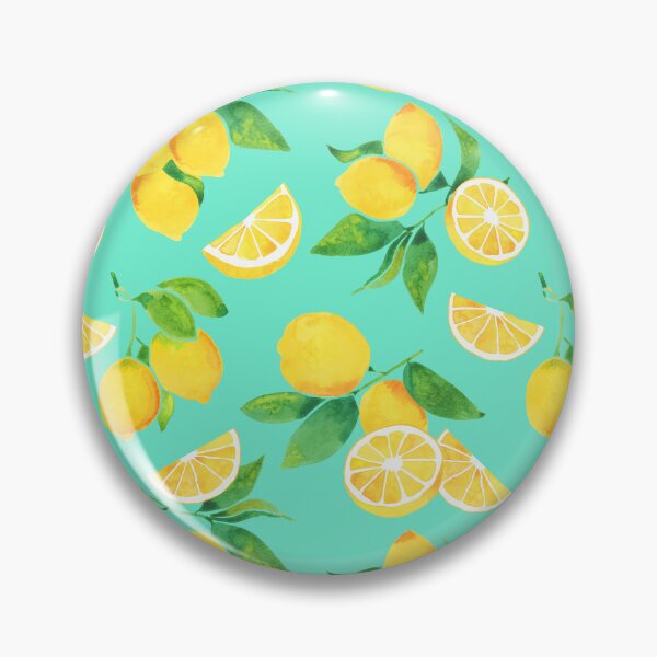 Item preview, A watercolor pattern of lemons and leaves on teal designed and sold by Hillary Holt.