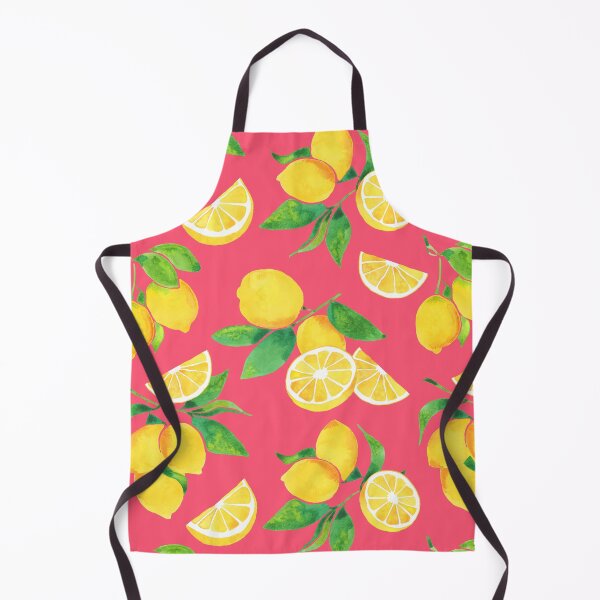 Item preview, A watercolor pattern of lemons and leaves on pink designed and sold by Hillary Holt.