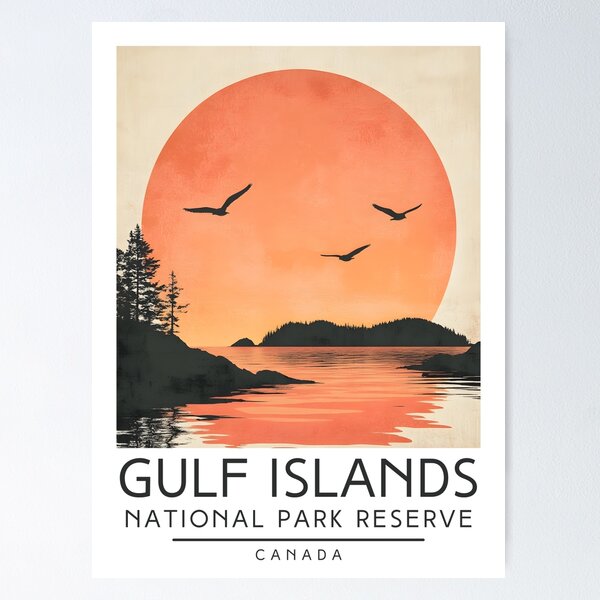 Item preview, A Vintage Illustration of Gulf Islands National Park Reserve - Canada  designed and sold by GoodOldVintage.