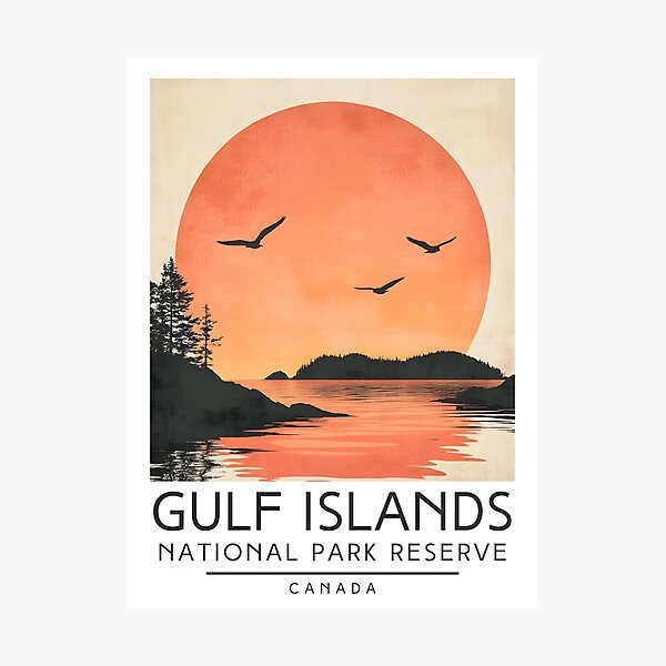 Item preview, A Vintage Illustration of Gulf Islands National Park Reserve - Canada  designed and sold by GoodOldVintage.