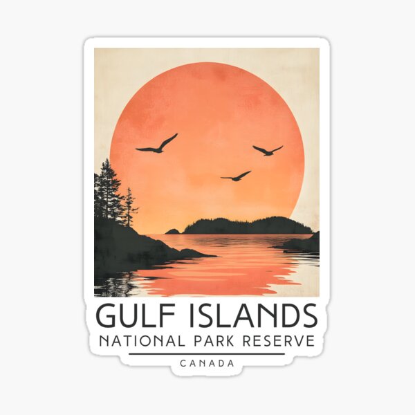 Item preview, A Vintage Illustration of Gulf Islands National Park Reserve - Canada  designed and sold by GoodOldVintage.
