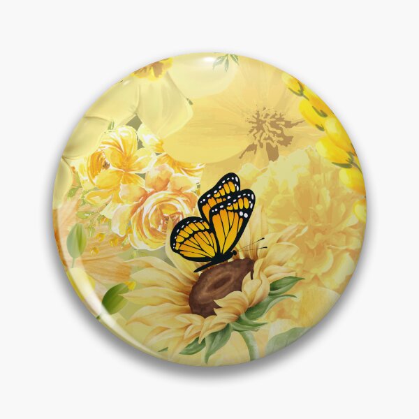 Aperçu de l'œuvre Collage de fleurs jaunes avec un papillon créée et vendue par Fantacaroo Designs.