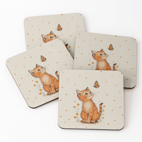 Item preview, Curious Ginger Kitten with Monarch Butterfly designed and sold by my-wishlist.