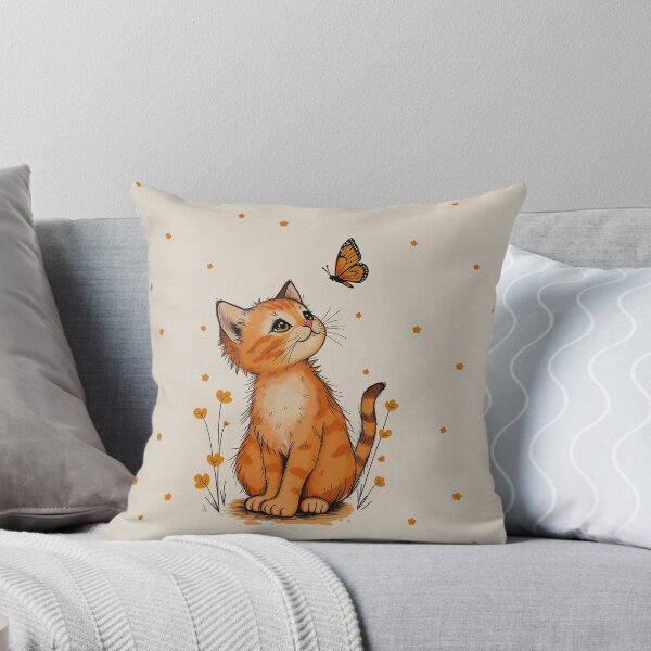 Item preview, Curious Ginger Kitten with Monarch Butterfly designed and sold by my-wishlist.