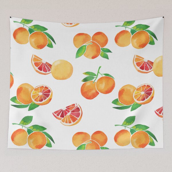 Item preview, A watercolor pattern of blood oranges and leaves designed and sold by Hillary Holt.