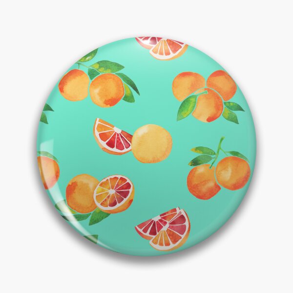 Item preview, A watercolor pattern of blood oranges and leaves on teal designed and sold by Hillary Holt.