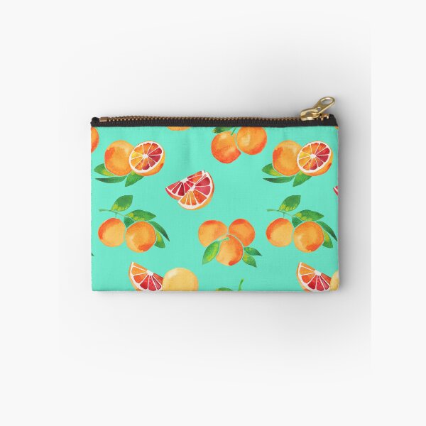 Item preview, A watercolor pattern of blood oranges and leaves on teal designed and sold by Hillary Holt.