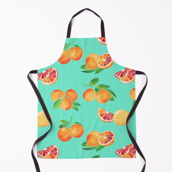 Item preview, A watercolor pattern of blood oranges and leaves on teal designed and sold by Hillary Holt.