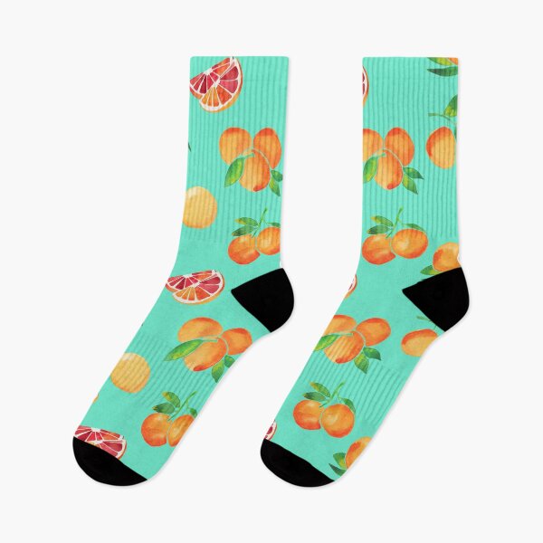 Item preview, A watercolor pattern of blood oranges and leaves on teal designed and sold by Hillary Holt.