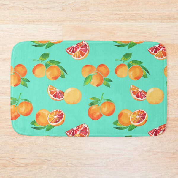 Item preview, A watercolor pattern of blood oranges and leaves on teal designed and sold by Hillary Holt.