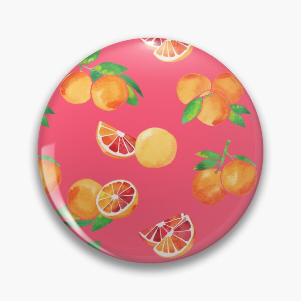 Item preview, A watercolor pattern of blood oranges and leaves on pink designed and sold by Hillary Holt.