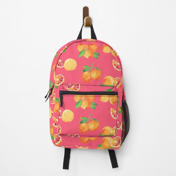Item preview, A watercolor pattern of blood oranges and leaves on pink designed and sold by Hillary Holt.