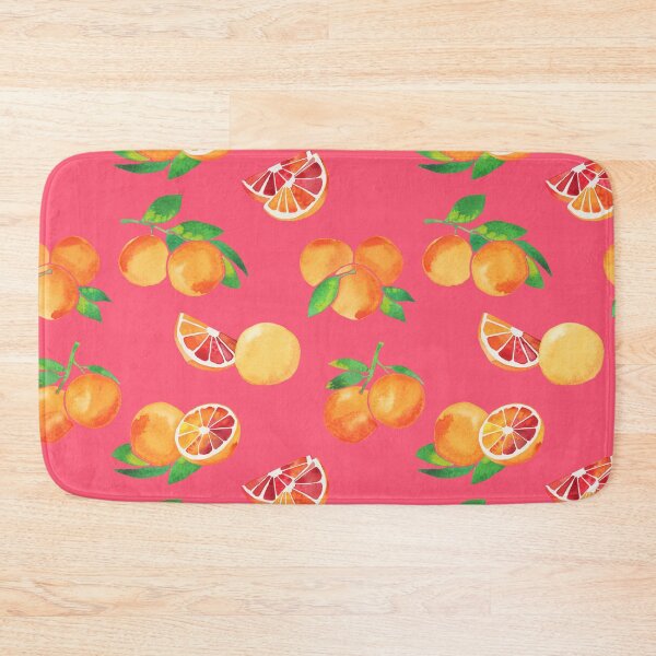 Item preview, A watercolor pattern of blood oranges and leaves on pink designed and sold by Hillary Holt.