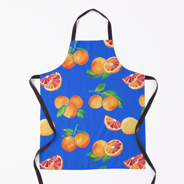 Item preview, A watercolor pattern of blood oranges and leaves on blue designed and sold by Hillary Holt.