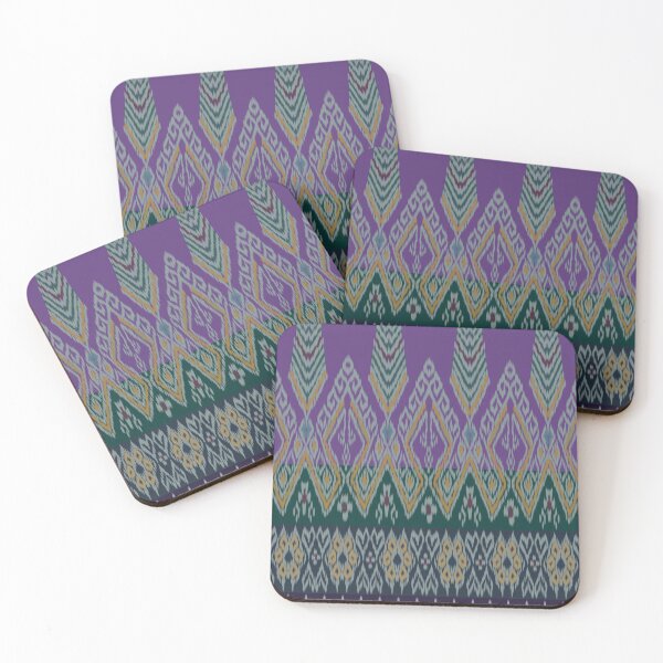 Item preview, Traditional Thai Ikat Diamond Pattern - Naka pattern and border - purple tone designed and sold by Mondee Shop.
