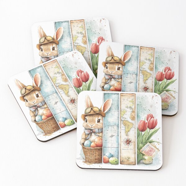 Item preview, Steampunk Easter Bunny World Explorer - Vintage Meets Modern Adventure Map designed and sold by AnnDesignStudio.