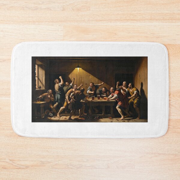 Item preview, A chaotic scene in a dimly lit tavern, men with raised fists  designed and sold by EtCreative.