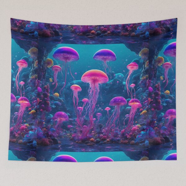 Item preview, Jellyfish in a Magical Underwater Landscape designed and sold by Sadia  Jannat.