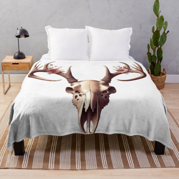 Item preview, Antlered Deer Skull with Flowers designed and sold by nikkolaus.