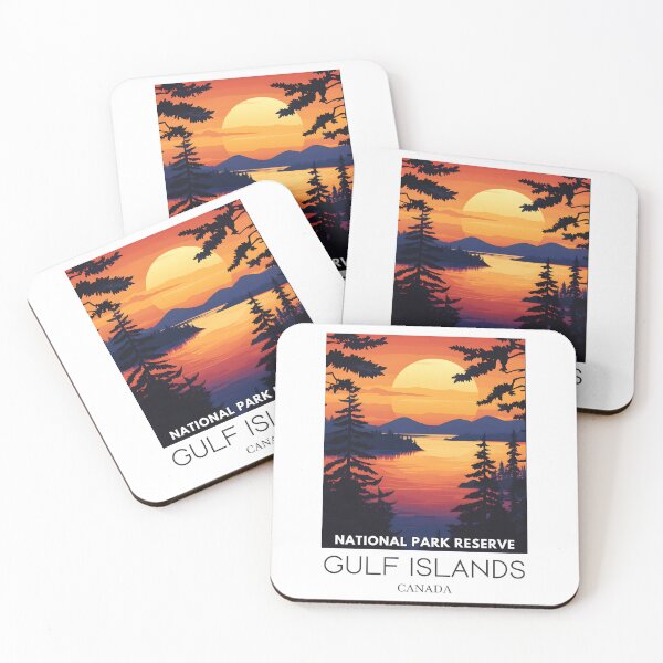 Item preview, A Pop Art Travel Print of Gulf Islands National Park Reserve - Canada  designed and sold by StudioRedKoala.
