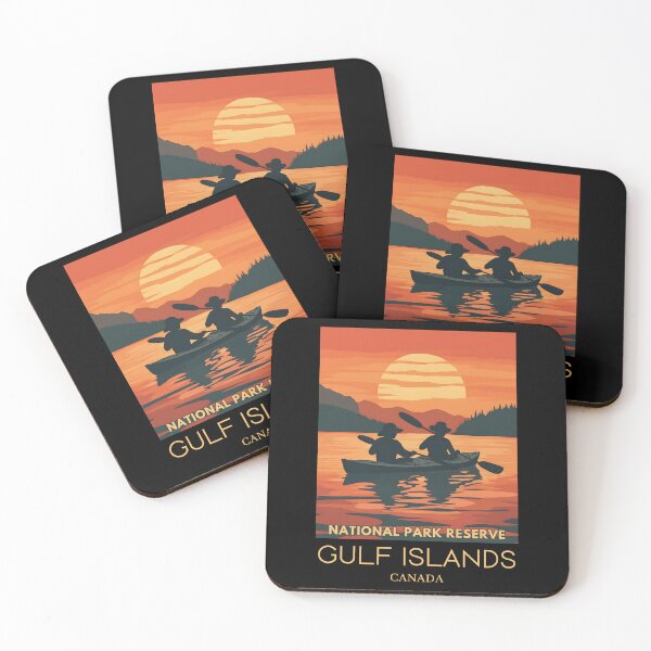 Item preview, A Pop Art Travel Print of Gulf Islands National Park Reserve - Canada  designed and sold by StudioRedKoala.