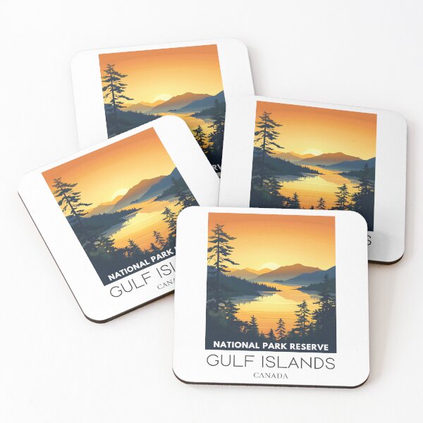 Item preview, A Pop Art Travel Print of Gulf Islands National Park Reserve - Canada  designed and sold by StudioRedKoala.